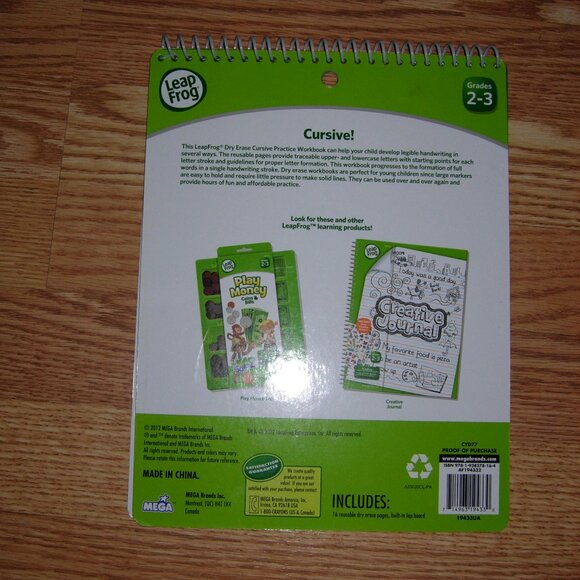 Leap Frog Cursive Dry Erase Practice Workbook - Picture 2 of 3